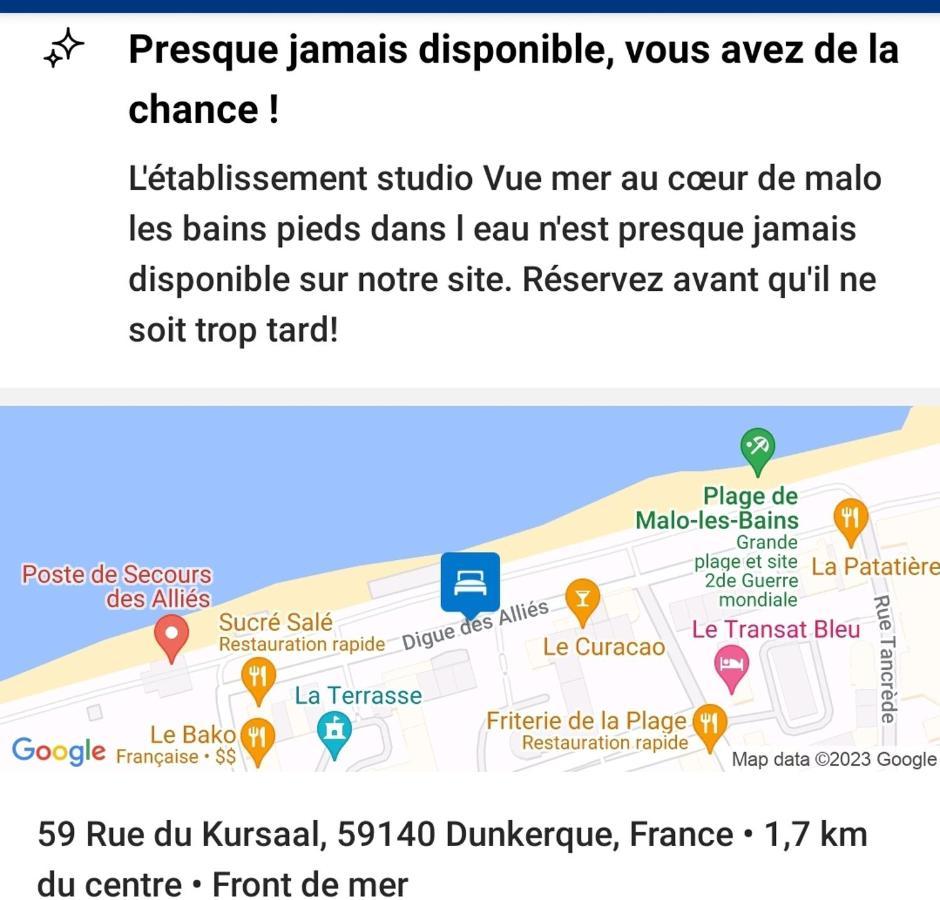 Studio Vue Mer Au Coeur De Malo Les Bains Pieds Dans L Eau Dunkirk المظهر الخارجي الصورة